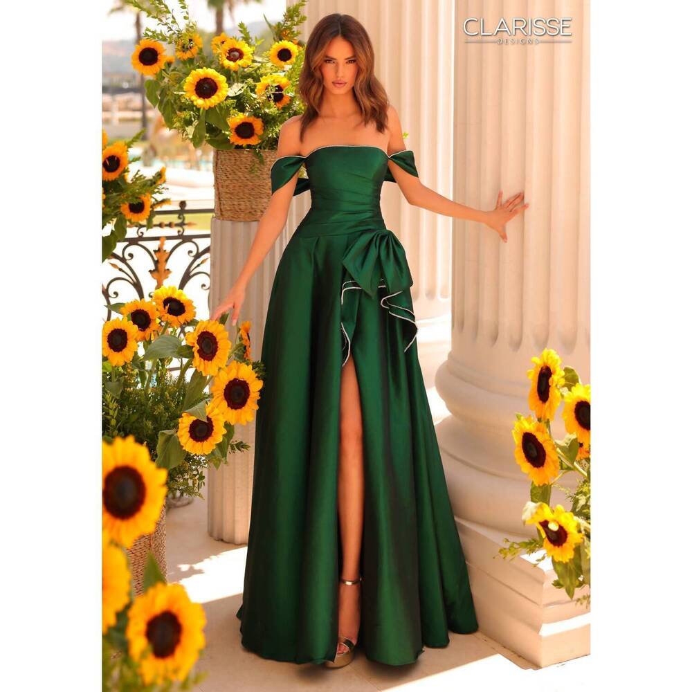 NEW CLARISSE women's formal dress in dark emerald